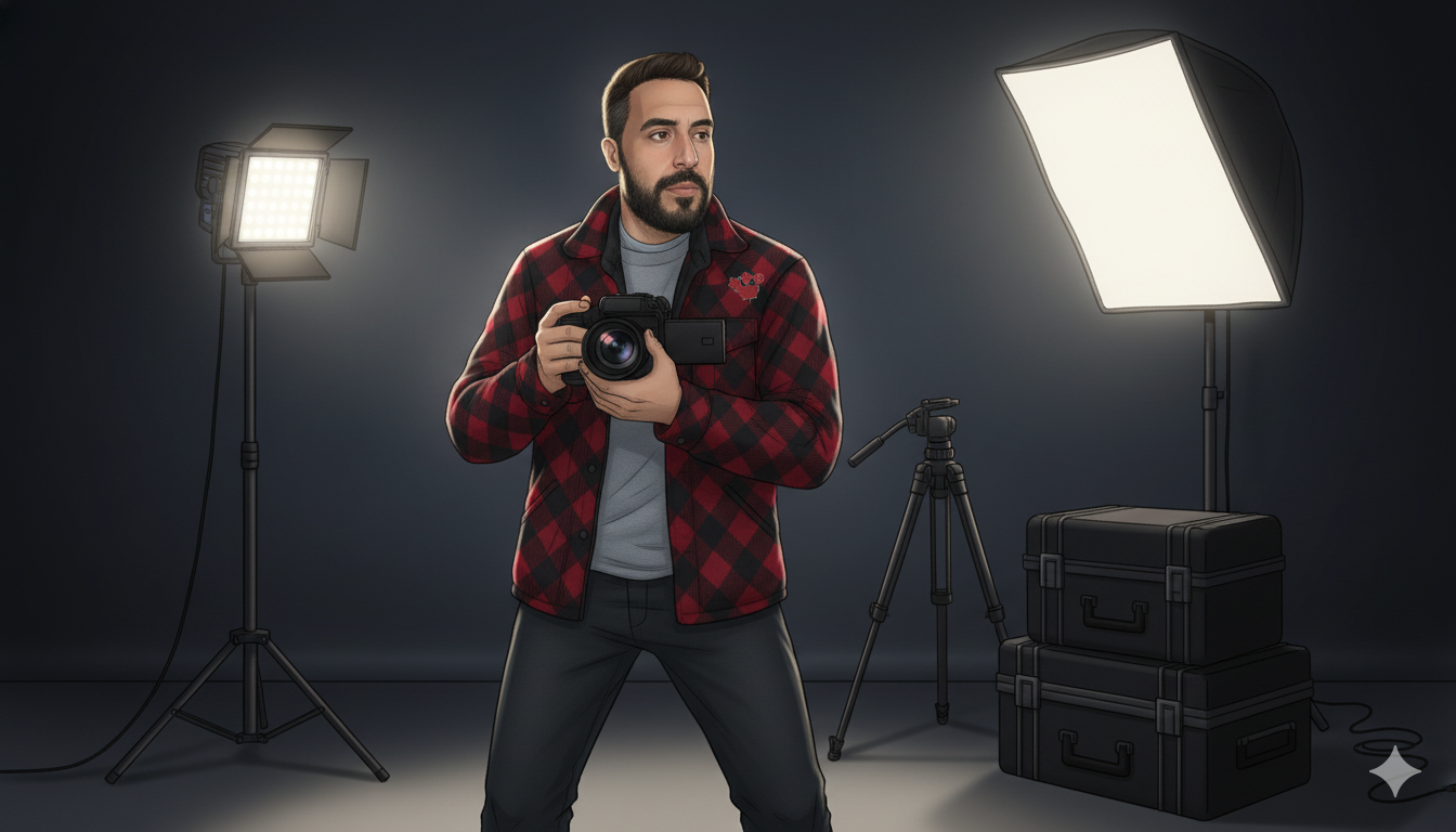 Cadre de personnage de l'univers multimédia montrant une esthétique de studio d'enregistrement